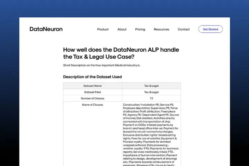 How well does DataNeuron handle the Tax & Legal Use Case?